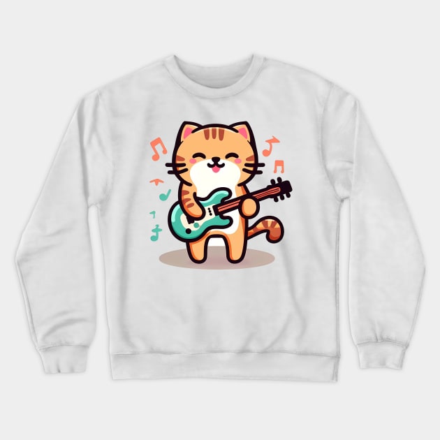 Bass Playing Cat Crewneck Sweatshirt by Andi's Design Stube